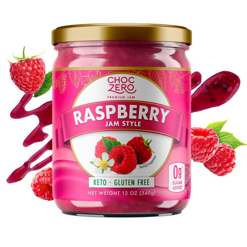 Keto Raspberry Jam Preserves by ChocZero - Sugar Free - Fruit Spread Concord Jelly with No Added Sugar - 12 oz Keto Raspberry Jam Preserves by ChocZero - Sugar Free - Fruit Spread Concord Jelly with No Added Sugar - 12 oz
