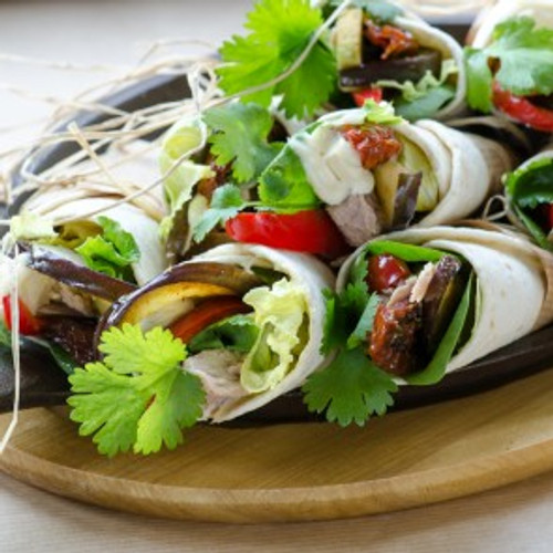 Tuna, Grilled Eggplant, Avocado & Sundried Tomatoes Wrap - (Free Recipe below)