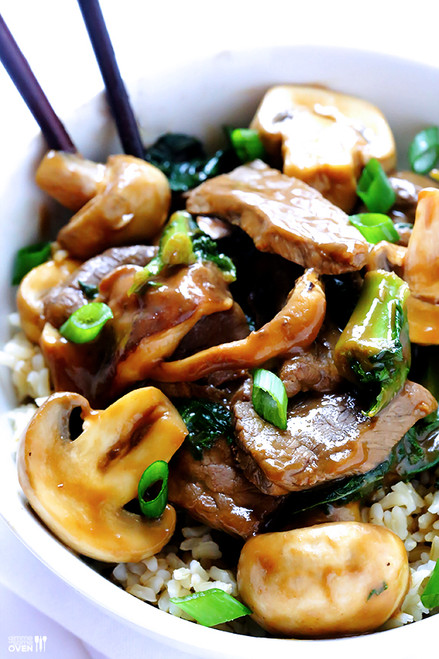 Ginger Beef, Mushroom & Kale Stir-Fry - (Free Recipe below)