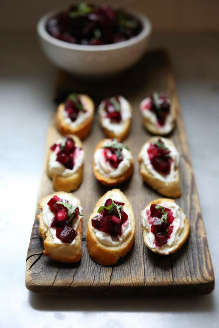 Beet and Goat Cheese Bruschetta with Basil - (Free Recipe below)