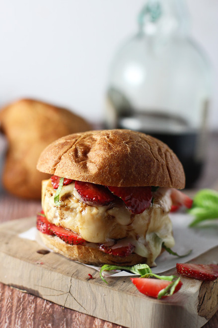 Chicken, Strawberry, Bacon, Brie Burger - (Free Recipe below)