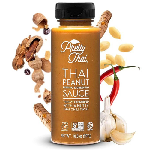 Pretty Thai Peanut Sauce, Gluten Free Certified Non-GMO Vegan Authentic Stir Fry, Dressing, Rice Seasoning, Condiment & Dipping Sauce, 100% Natural - Pack of 3