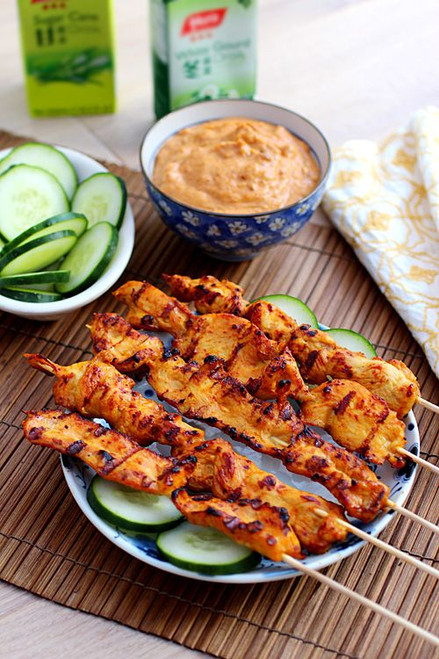 Thai Chicken Sate with Peanut Sauce - (Free Recipe below)
