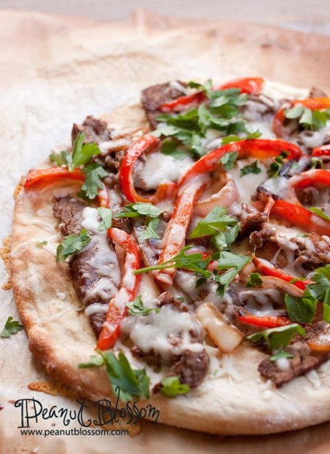 Philly Steak Pizza Flatbread Naan - (Free Recipe below)