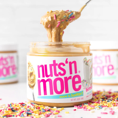 Nuts ‘N More Birthday Cake Peanut Butter Spread, Added Protein All Natural Snack, Low Carb, Low Sugar, Non-GMO, High Protein Flavored Nut Butter, 15 oz Jar - Pack of 2 Nuts ‘N More Birthday Cake Peanut Butter Spread, Added Protein All Natural Snack, Low Carb, Low Sugar, Non-GMO, High Protein Flavored Nut Butter, 15 oz Jar - Pack of 2