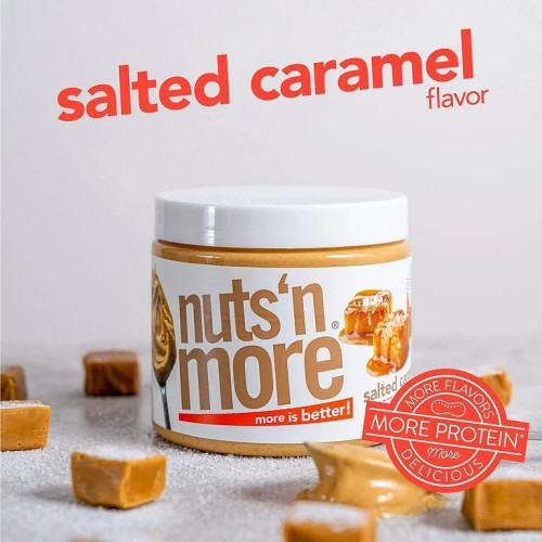 Nuts ‘N More Salted Caramel Peanut Butter Spread, Added Protein All Natural Snack, Low Carb, Low Sugar, Non-GMO, High Protein Flavored Nut Butter, 15 oz Jar - Pack of 2 Nuts ‘N More Salted Caramel Peanut Butter Spread, Added Protein All Natural Snack, Low Carb, Low Sugar, Non-GMO, High Protein Flavored Nut Butter, 15 oz Jar - Pack of 2