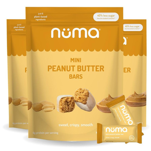 Numa Foods Mini Peanut Butter Bars – Vegan, Low Sugar, High Protein, All Natural, Gluten Free – Crunchy Plant Based Peanut Butter Snacks – 3 Bags with 8 Individually Wrapped PB Bites Numa Foods Mini Peanut Butter Bars – Vegan, Low Sugar, High Protein, All Natural, Gluten Free – Crunchy Plant Based Peanut Butter Snacks – 3 Bags with 8 Individually Wrapped PB Bites