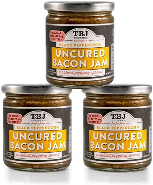 TBJ Gourmet Black Peppercorn Bacon Jam - Original Recipe Bacon Spread - Uses Real Bacon - No Preservatives, 9 oz - Pack of 3