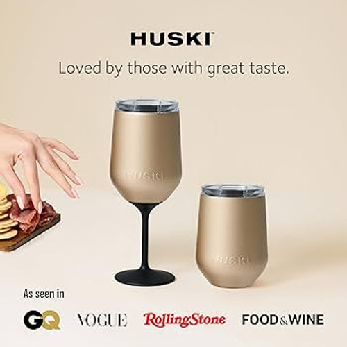 Huski Wine Tumbler 2.0 - Award-winning Design with Detachable Stem, Premium Stainless Steel Wine Glass with Lid - Champagne