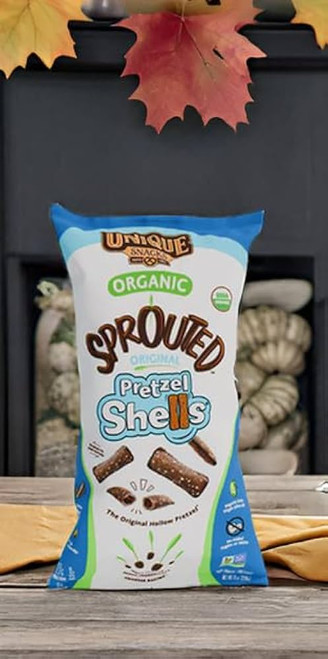 Unique Snacks Sprouted Pretzel Shells, Delicious Homestyle Baked Snack Bag, OU Kosher, and Non-GMO Food, 8 oz - Pack of 3