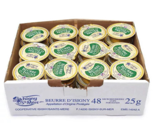 Isigny Beurre D'Isigny Butter Portion Cups, Salted Demi Sel - 1 oz - 96/Case
