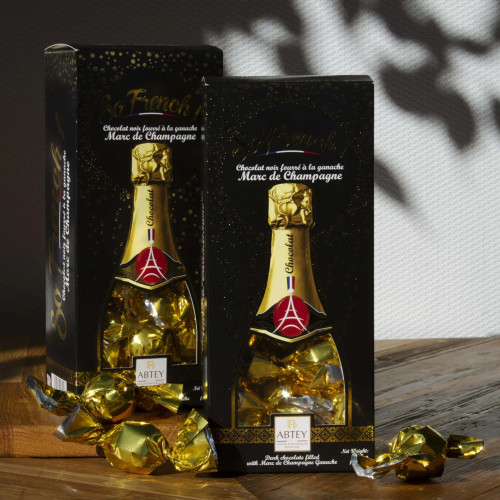 ABTEY Dark Chocolate filled with Marc de Champagne Ganache ABTEY Dark Chocolate filled with Marc de Champagne Ganache
