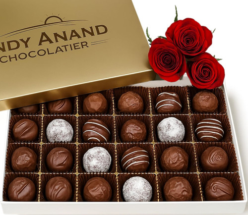 Andy Anand Chocolatier Champagne, Rum, Irish Cream & Kahlua Belgian Chocolate Truffles Gift Box - Handmade liqueur filled Delicious Gourmet Chocolates, Assortment for Connoisseurs - includes 16 Andy Anand Chocolatier Champagne, Rum, Irish Cream & Kahlua Belgian Chocolate Truffles Gift Box - Handmade liqueur filled Delicious Gourmet Chocolates, Assortment for Connoisseurs - includes 16