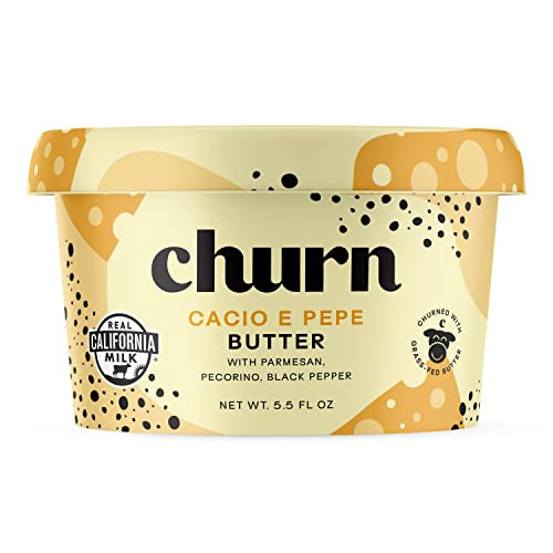 Churn Flavored Butter Cacio & Pepe, Churned with Organic Grass Fed Butter - Non-GMO- Pack of 2 Churn Flavored Butter Cacio & Pepe, Churned with Organic Grass Fed Butter - Non-GMO- Pack of 2