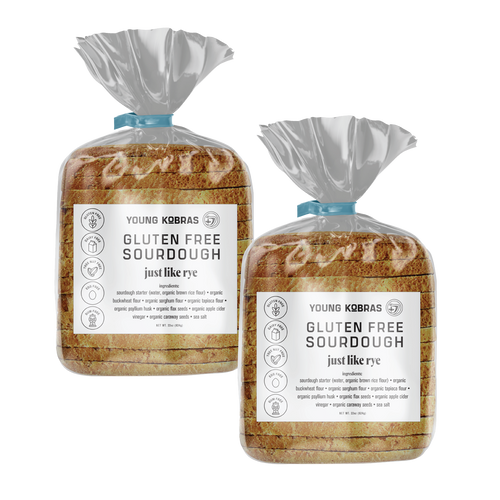 Young Kobras Organic, Gluten-Free Sourdough Just Like Rye Bread - Allergen Friendly, Vegan - Pack of 2