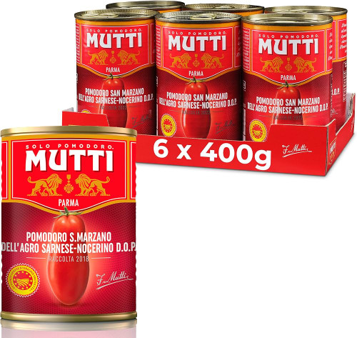 Mutti Whole Peeled Authentic San Marzano PDO Tomatoes (Pelati), 14 oz - Pack of 6