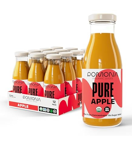 Pomona Organic Apple Juice, Cold Pressed USDA Organic, Vegan - Pack of 12