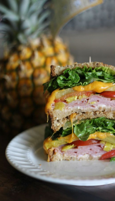 Grilled Pineapple Ham and Cheese Sandwich - (Free Recipe below)