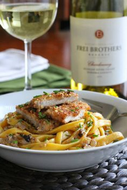 Pork Scaloppini in White Wine Sauce over Handmade Pumpkin Pasta - (Free Recipe below)