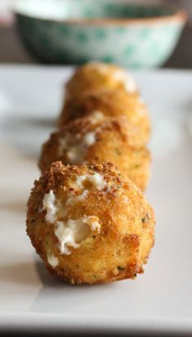 Smoked Gouda Fritters with Balsamic Honey Mustard Dipping Sauce - (Free Recipe below)