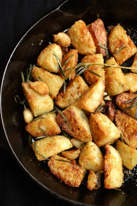 Polenta-Crusted Potatoes with Rosemary & Garlic - (Free Recipe below)