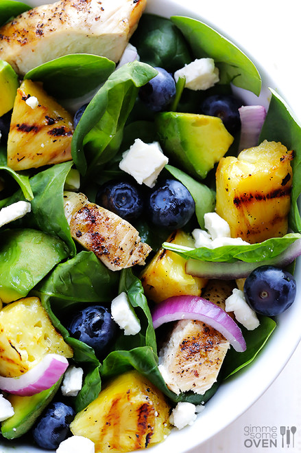Grilled Pineapple, Chicken and Avocado Salad - (Free Recipe below)