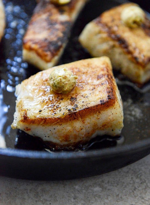 Crisp Skillet Sea Bass with Pistachio Butter - (Free Recipe below)