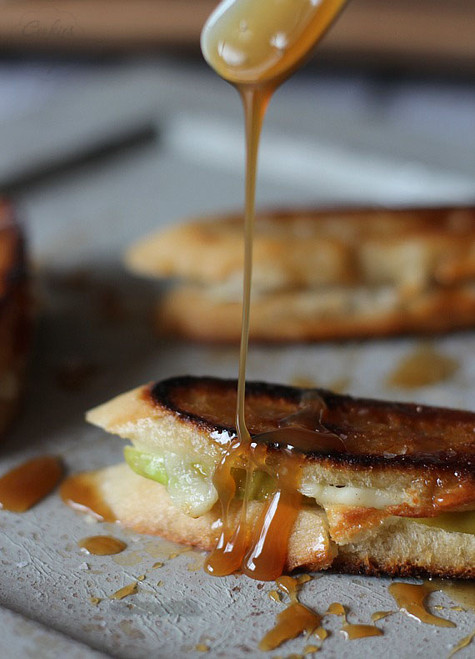 Brie and Apple Grilled Cheese with Caramel Sauce - (Free Recipe below)