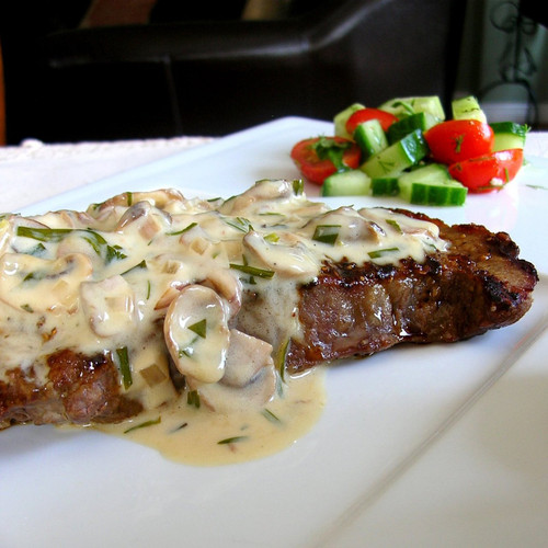 Grilled Steak with Mushroom Tarragon Cream Sauce - (Free Recipe below)