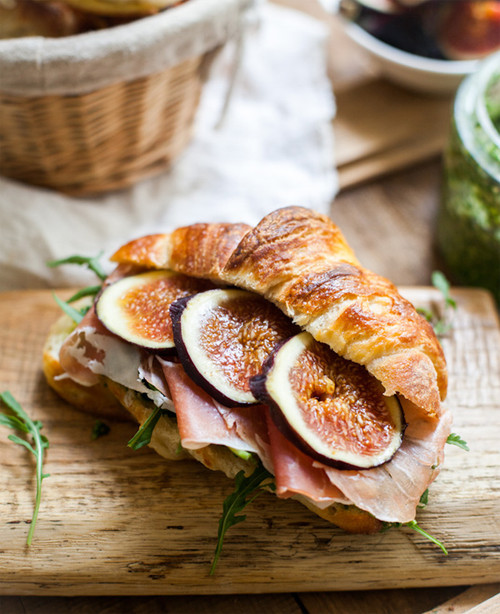 Croissants with Pesto, Rucola, Figs, Prosciutto and Gruyère - (Free Recipe below)