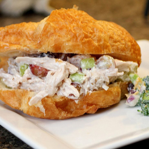 Brie, Herb, Fig and Chicken Salad Croissant Sandwich - (Free Recipe below)