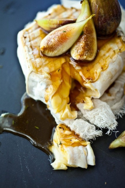 Grilled Brie or Soft Cheese, Thyme Honey and Fresh Figs - (Free Recipe below)