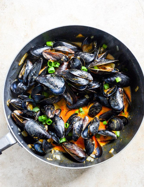 Steamed Mussels in a Coconut Curry Broth - (Free Recipe below)