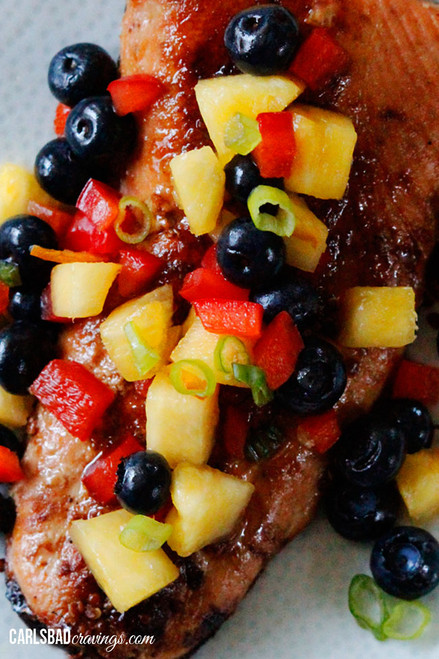 Sweet and Spicy Asian Salmon with Blueberry Pineapple Salsa - (Free Recipe below)