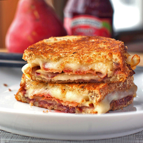 Pear, Bacon and Raspberry Grilled Cheese - (Free Recipe below)