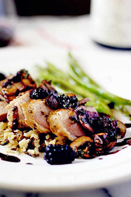 Seared Pork Tenderloin and Sage Caramelized Mushrooms with Blackberry Red Wine Reduction - (Free Recipe below)
