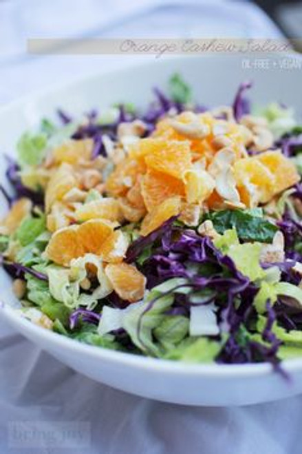 Crunchy Orange Cashew Salad w/ Creamy Orange Dressing - (Free Recipe below)