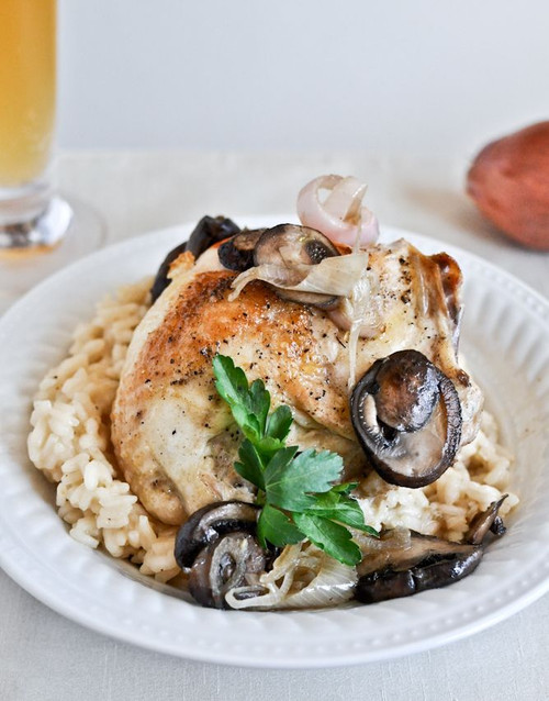 Beer Risotto with Mushroom Garlic Chicken - (Free Recipe below)