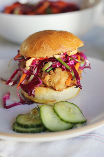 Fried Chicken Sliders with Homemade Brioche and Sesame Slaw - (Free Recipe below)
