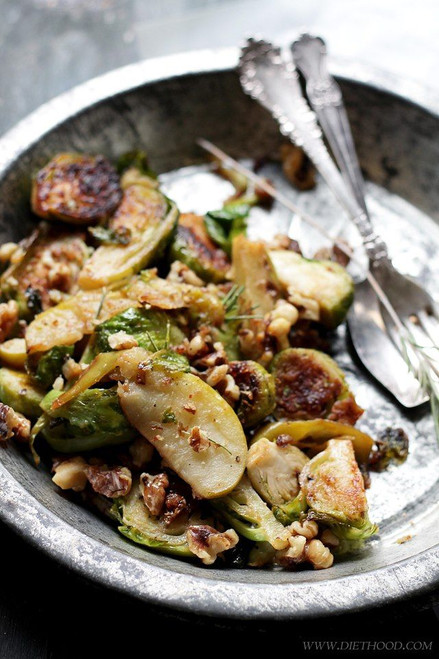 Brussels Sprouts Salad with Apples and Candied Walnuts - (Free Recipe below)