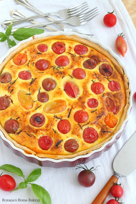 Mediterranean Cherry Tomato Quiche - (Free Recipe below)