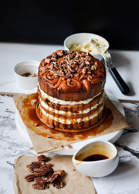 Boozy Caramel Butterscotch Cinnamon Roll Cake 
