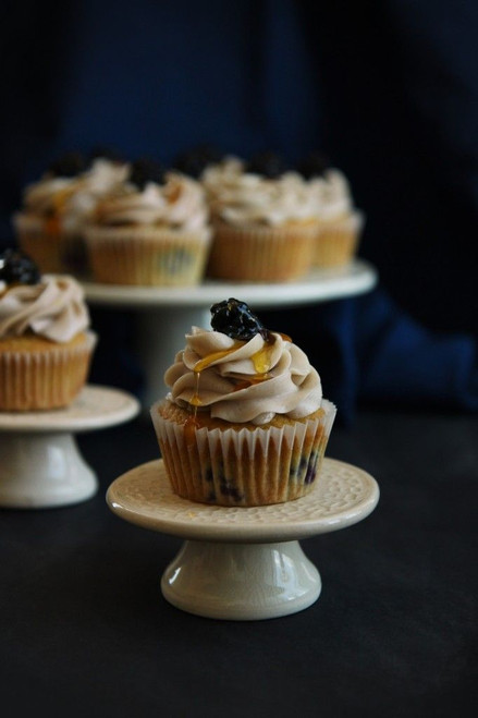  Wild Blackberry Vanilla Cupcakes with Sugared Vanilla Icing - One Dozen