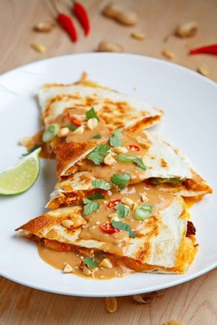 Spicy Peanut Chicken Quesadillas - (Free Recipe below)