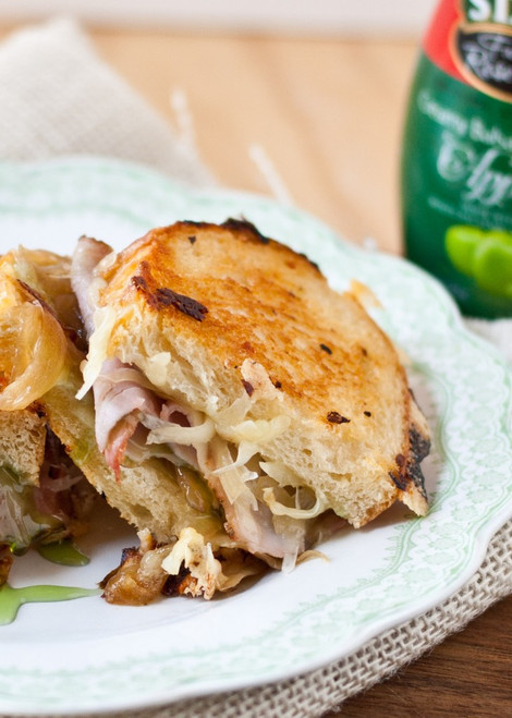 Gruyere, Ham, and Caramelized Onion Grilled Cheese with Apple Balsamic Glaze - (Free Recipe below)