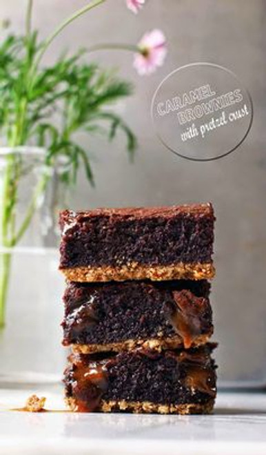 Caramel Brownies with Pretzel Crust - One Dozen