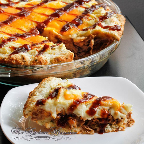 Whiskey Pulled Pork Shepherd’s Pie with Cheddar Biscuit Crust - (Free Recipe below)