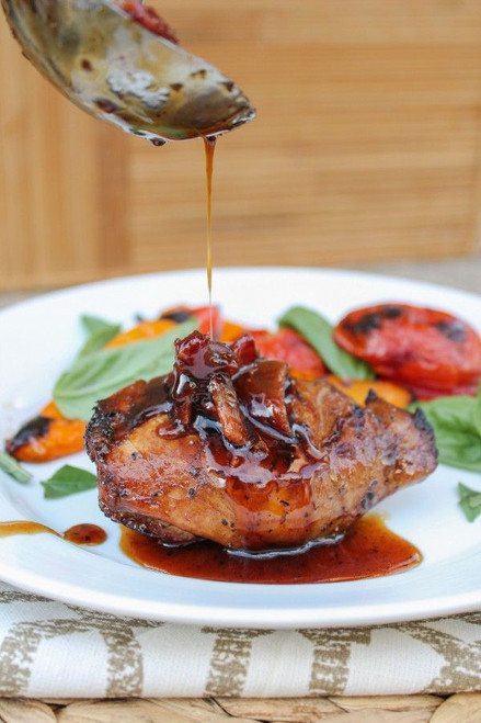 Balsamic Grilled Chicken with Spicy Honey Bacon Glaze - (Free Recipe below)