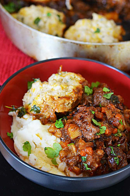 Guinness Beef Stew with Cheddar Herb Dumplings - (Free Recipe below)