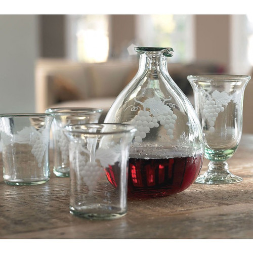Etched Wine Decanter and Tumblers